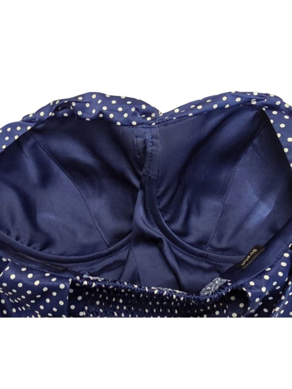 Women's - Guess Blue & White Satin Polka Dot Pin-Up Dress, Size 2 - Picture 10 of 10